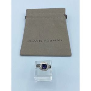 David Yurman Petite Albion Ring With Amethyst and Diamonds Size 8